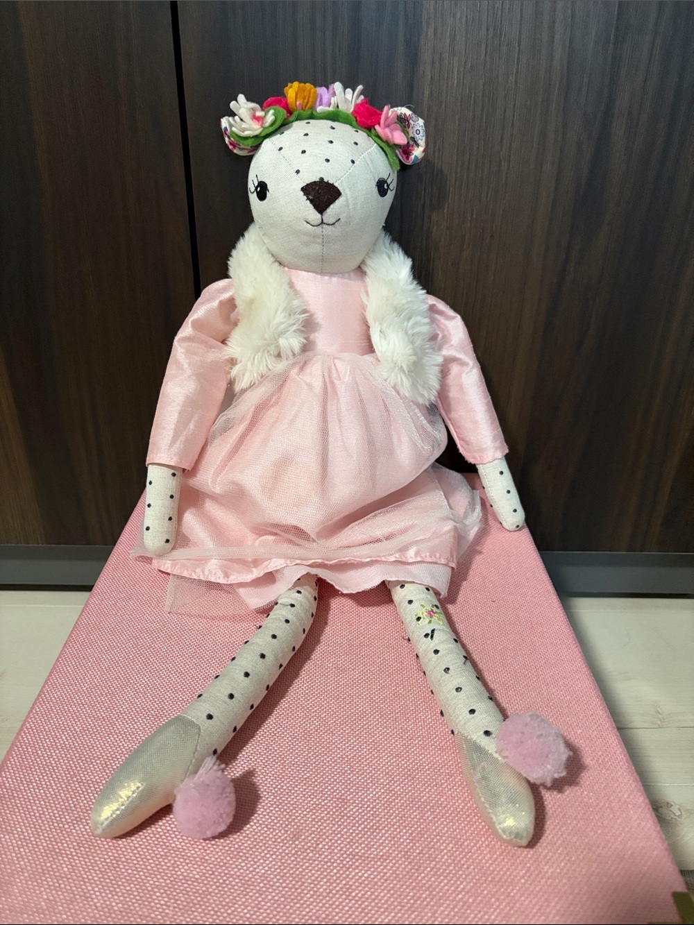 Pottery Barn Kids Pink Floral-Headband Plush Doll Adela